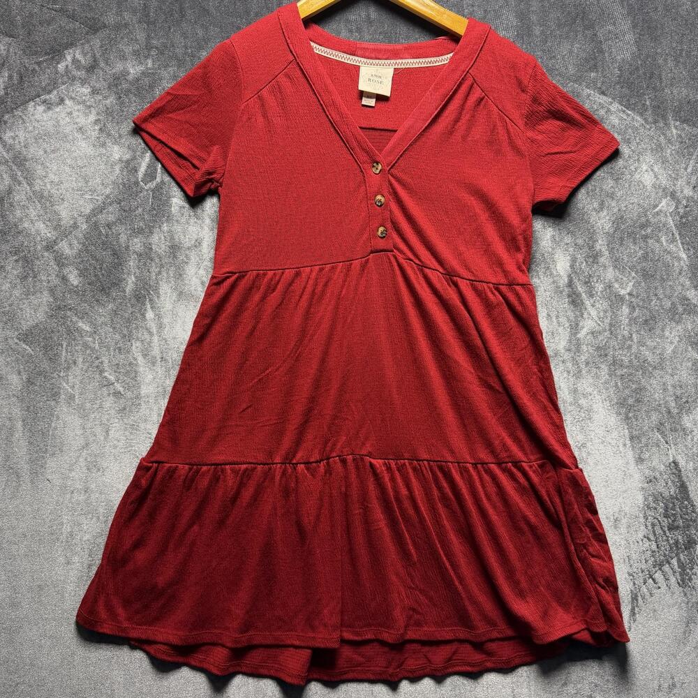 Knox Rose T-Shirt Dress Womens XS Red Babydoll Stretch Knit Casual Summer